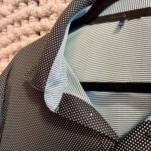 Adidas Dark Grey Polka Dot Golf Polo Shirt - Size Large - Picture 4 of 11